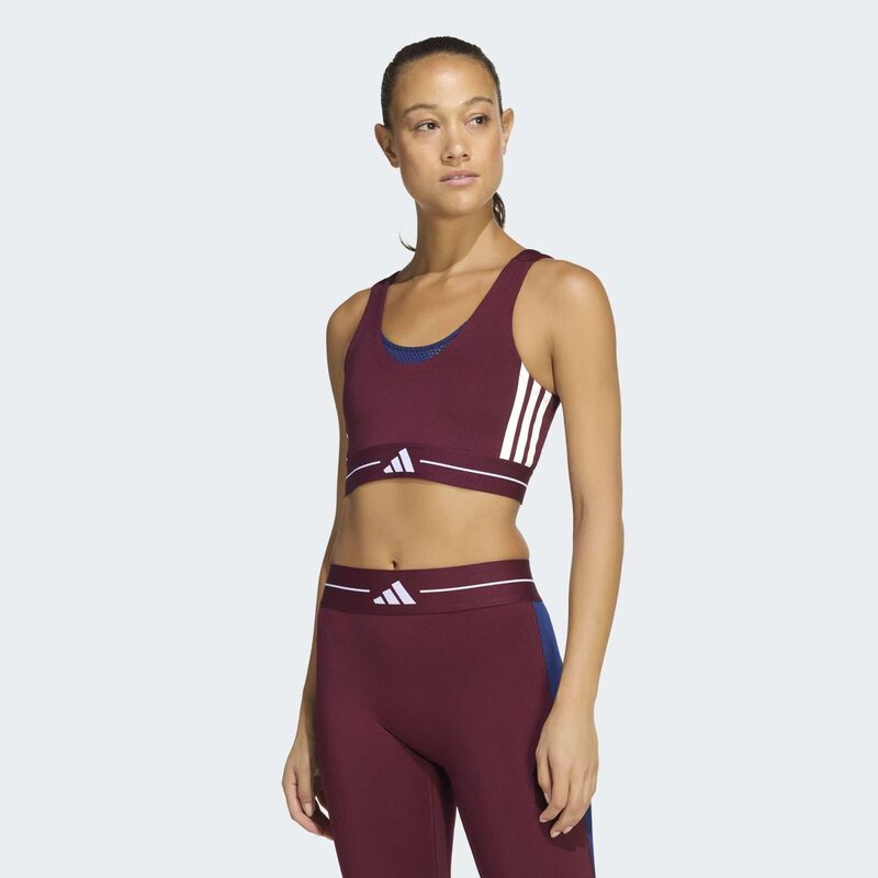 Ženska majica adidas Hyperglam 3-stripes color block light support bra