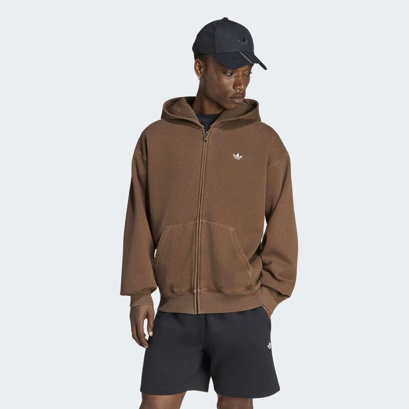 Muški duks adidas Trefoil essentials washed full zip loose hoodie