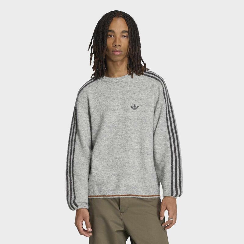 Muški duks adidas 3-stripes fluffy knit crew sweatshirt