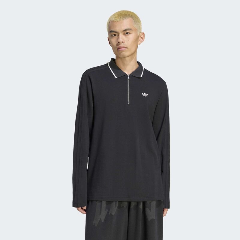 Muška majica adidas 3 stripes engineered rib long sleeve polo